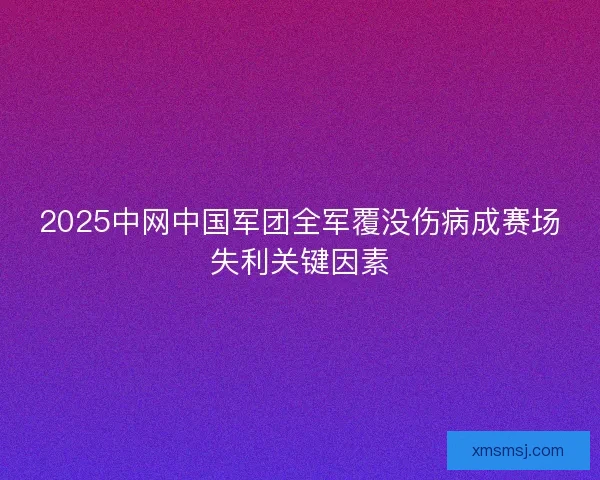2025中网中国军团全军覆没伤病成赛场失利关键因素