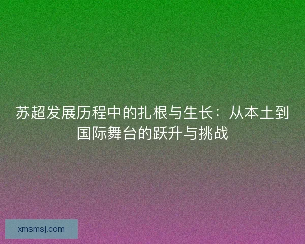 苏超发展历程中的扎根与生长：从本土到国际舞台的跃升与挑战