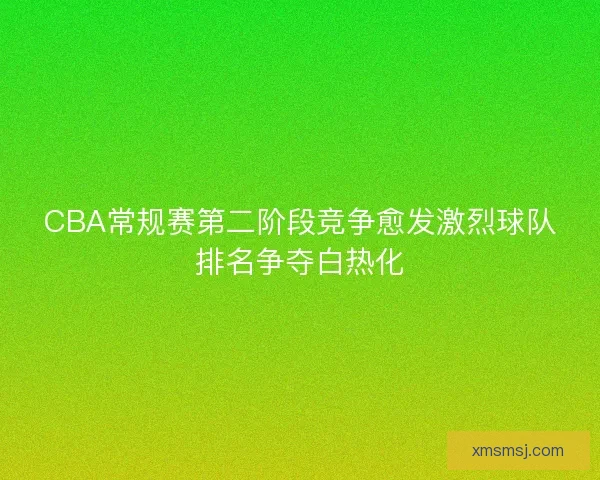 CBA常规赛第二阶段竞争愈发激烈球队排名争夺白热化