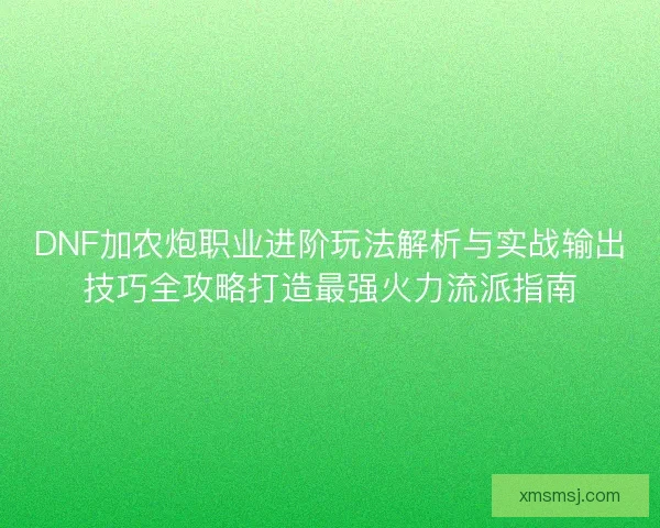 DNF加农炮职业进阶玩法解析与实战输出技巧全攻略打造最强火力流派指南