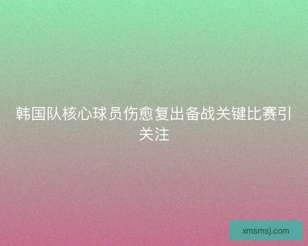 韩国队核心球员伤愈复出备战关键比赛引关注